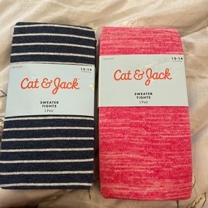 NWT Cat & Jack Sweater tights denim color and pink